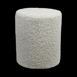 Poufen & Voetenbanken|Ygo Pouf TOBIES Rond Poly Teddy Off White