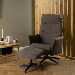 Relaxen|Ygo Relaxfauteuil HALDOR met poef Monza Taupe