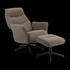 Relaxen|Ygo Relaxfauteuil HALDOR met poef Monza Taupe