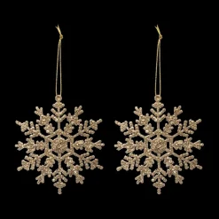 Kerst|Ygo S/2 Hangers FLAKE Glitter Goud