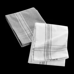 Keukenlinnen|Ygo S/2 Keukenhanddoek TORCHA Katoen Wit/Grijs