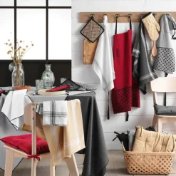 Keukenlinnen|Ygo S/2 Keukenhanddoek TORCHA Katoen Wit/Geel