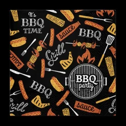 Tafellinnen & -Textiel|Ygo S/20 Serviet BBQ PARTY Zwart