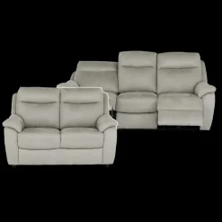 Salonsets|Ygo Salonset ARLON BLJ-22 Dove Grey: 2-zit vast + 3-zit met 2 relaxen