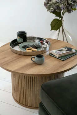 Salontafels & Bijzettafels|Ygo Salontafel Ø70 COLVAS Hout Naturel