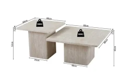 Salontafels & Bijzettafels|Ygo Salontafel AGATHA S/2 Decor Travertin Beige