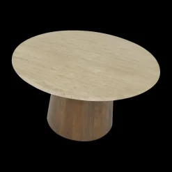 Salontafels & Bijzettafels|Ygo Salontafel ANANTA Ø80 Travertin/Mango Donkerbruin