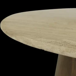 Salontafels & Bijzettafels|Ygo Salontafel ANANTA Ø80 Travertin/Mango Donkerbruin