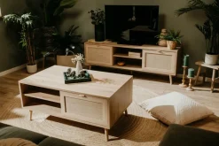 Salontafels & Bijzettafels|Ygo Salontafel EIVISSA Sonoma Eik/Riet