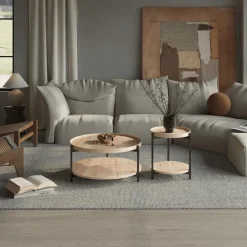 Salontafels & Bijzettafels|Ygo Salontafel JACOB Ø45 M/Onderblad Oude Eik