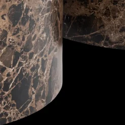 Salontafels & Bijzettafels|Ygo Salontafel LIVA S/2 Rond Bruin Delhi Marmer