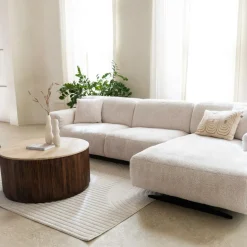 Salontafels & Bijzettafels|Ygo Salontafel MANDALA Ø90 Travertijn/Mango Donkerbruin