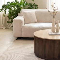 Salontafels & Bijzettafels|Ygo Salontafel MANDALA Ø90 Travertijn/Mango Donkerbruin