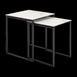Salontafels & Bijzettafels|Ygo Salontafel MARCO S/2 Keramiek Wit/Metaal Zwart