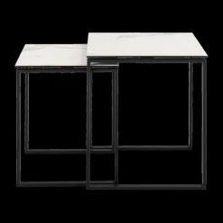 Salontafels & Bijzettafels|Ygo Salontafel MARCO S/2 Keramiek Wit/Metaal Zwart