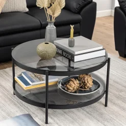 Salontafels & Bijzettafels|Ygo Salontafel METTA Smoked Glass