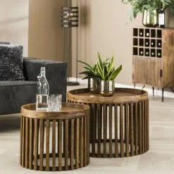 Salontafels & Bijzettafels|Ygo Salontafel NEROTA Massief mango zandkleur