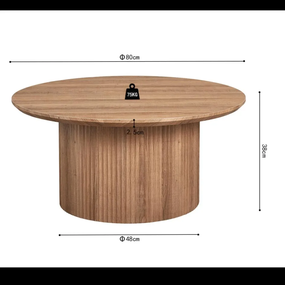 Salontafels & Bijzettafels|Ygo Salontafel PORTO Decor Oude Eik Ø80