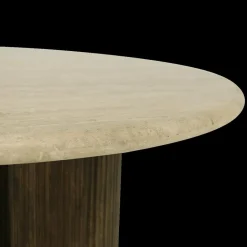 Salontafels & Bijzettafels|Ygo Salontafel PURNIMA Ø90 Travertijn/Mango Donkerbruin