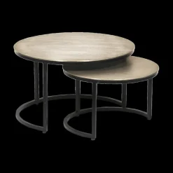 Salontafels & Bijzettafels|Ygo Salontafel set CELIA verouderd zilver