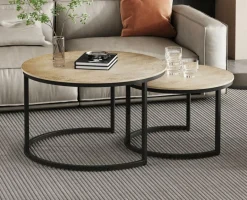 Salontafels & Bijzettafels|Ygo Salontafel set CELIA verouderd zilver