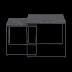 Salontafels & Bijzettafels|Ygo Salontafel Set van 2 RADDEL Mel. Marble/Metal Black