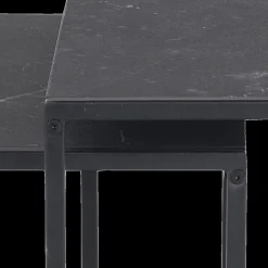 Salontafels & Bijzettafels|Ygo Salontafel Set van 2 RADDEL Mel. Marble/Metal Black