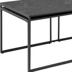 Salontafels & Bijzettafels|Ygo Salontafel Set van 3 RADDEL Mel. Marble/Metal Black