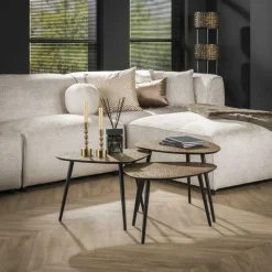 Salontafels & Bijzettafels|Ygo Salontafel Set van 3 VIOLET Antiek Brons