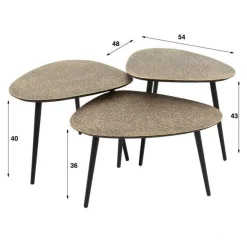 Salontafels & Bijzettafels|Ygo Salontafel Set van 3 VIOLET Antiek Brons