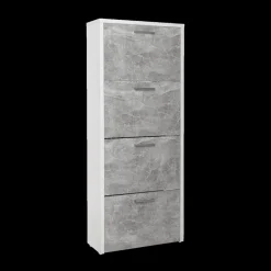 Schoenkasten & Rekken|Ygo Schoenenkast 4L, B64-H158, Wit-Beton