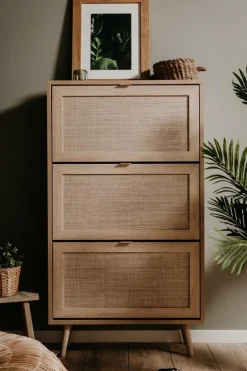 Schoenkasten & Rekken|Ygo Schoenenkast 3L EIVISSA Sonoma Eik/Riet