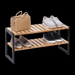 Schoenkasten & Rekken|Ygo Schoenenrek BLACKWOOD Bamboe/Metaal