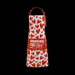 Keukenlinnen|Ygo Schort FOLLOW YOUR HEART Wit/Rood