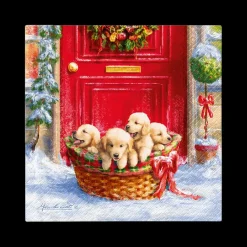 Tafellinnen & -Textiel|Kerst|Ygo Serviet CHIOTS S/20 Rood/Groen