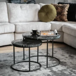 Salontafels & Bijzettafels|Ygo Set van 2 bijzettafels ARKYN Zwart