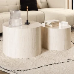 Salontafels & Bijzettafels|Ygo Set van 2 salontafels LIVA Travertijnlook