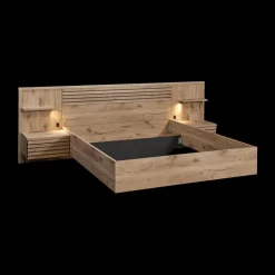 Slaapkamers|Ygo Slaapkamer ILJA: Kleerkast B280 + Bed 180x200/2 Nachttafels + Commode B111