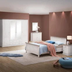 Slaapkamers|Ygo Slaapkamer JASNA: Kleerkast Draaideuren B225 + Bed 140x200 + 2x Nachttafel