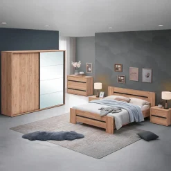 Slaapkamers|Ygo Slaapkamer ZELDA: Kleerkast 240cm + Bed 180x200 + Commode + 2x Nachttafel B58