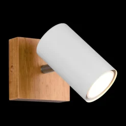 Spots|Ygo Spot MARLEY 1-Delig Hout/Metaal Wit