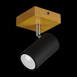 Spots|Ygo Spot MARLEY 1-Delig Hout/Metaal Zwart