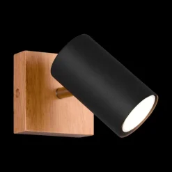 Spots|Ygo Spot MARLEY 1-Delig Hout/Metaal Zwart