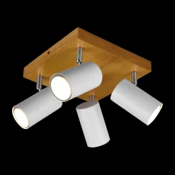 Spots|Ygo Spot MARLEY 4-Delig Hout/Metaal Wit