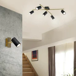 Spots|Ygo Spot MARLEY 1-Delig Metaal Zwart/Goud