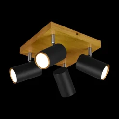 Spots|Ygo Spot MARLEY Hout/Metaal Zwart