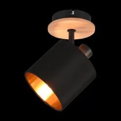 Wandlampen|Ygo Spot TOMMY 1Del. Met./Hout Mat Zwart