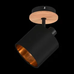 Wandlampen|Ygo Spot TOMMY 1Del. Met./Hout Mat Zwart