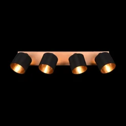 Spots|Ygo Spot TOMMY 4Del. Met./Hout Mat Zwart