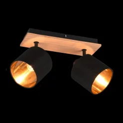 Spots|Ygo Spot TOMMY 2Del. Met./Hout Mat Zwart